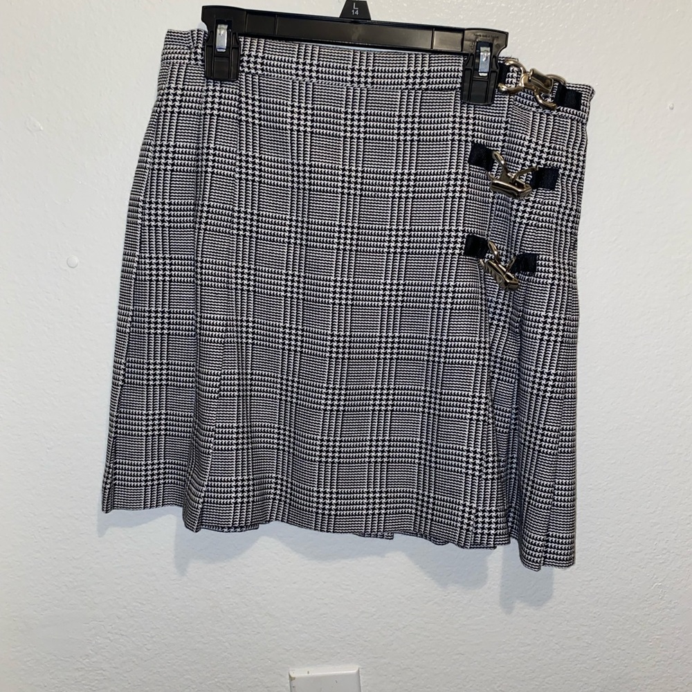 Plaid Skirt with Buckle Accents